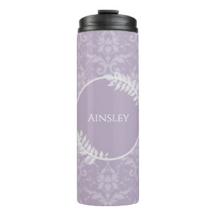 Lavender Elegant Damask Personalised Thermal Tumbler