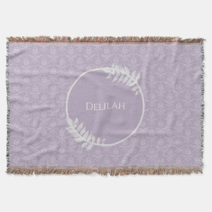 Lavender Elegant Damask Personalised Throw Blanket