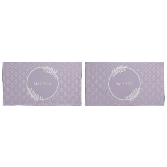 Lavender Elegant Damask Pillow Case (Front-Set)