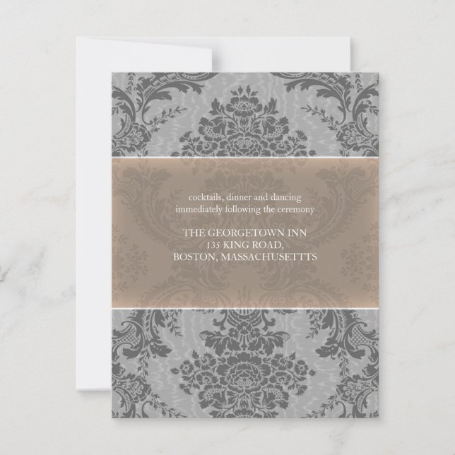 Lavender Elegant Damask reception card (Front)
