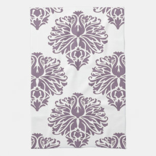 Lavender Elegant Damask Tea Towel