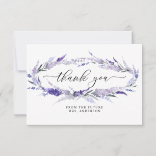 Lavender Elegant Floral Lilac Mauve Bridal Shower  Thank You Card