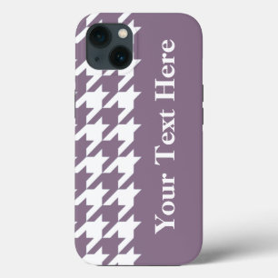 Lavender Elegant Houndstooth with custom text iPhone 13 Case
