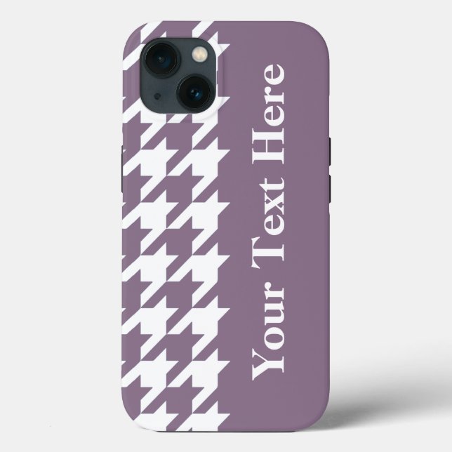 Lavender Elegant Houndstooth with custom text Case-Mate iPhone Case (Back)