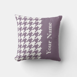 Lavender Elegant Houndstooth with name Cushion