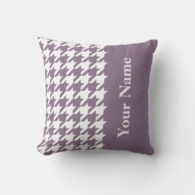 Lavender Elegant Houndstooth with name Cushion (Front)