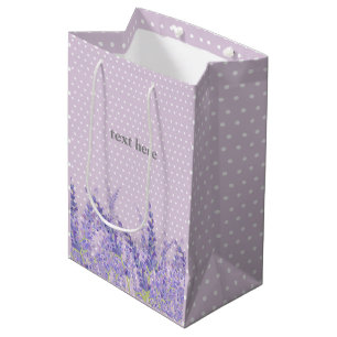 lavender, elegant, modern, trendy, floral , purple medium gift bag