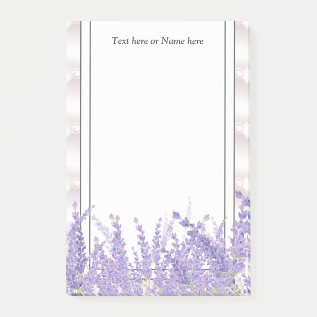 lavender, elegant, modern, trendy, floral , purple post-it notes (Front)
