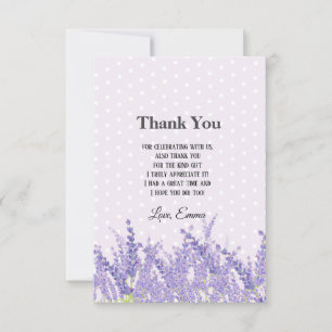 lavender, elegant, modern, trendy, floral , purple thank you card