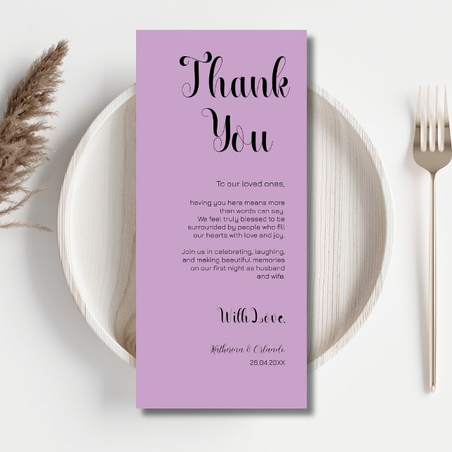Lavender Elegant Place Setting Thank You Card (Creator Uploaded)