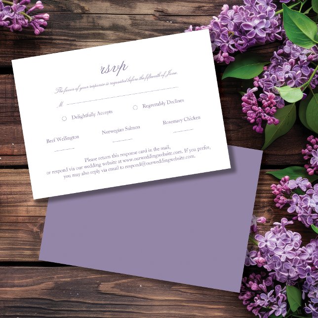 Lavender Elegant Script Wedding RSVP Card (Creator Uploaded)