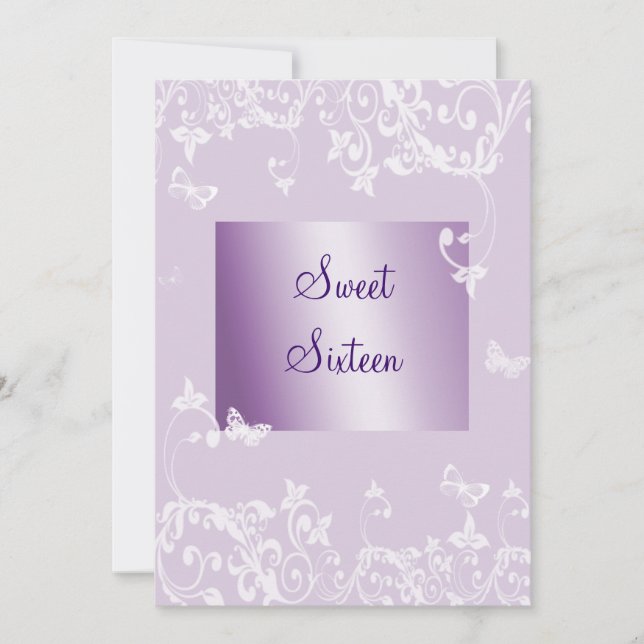 Lavender Elegant Sweet Sixteen Birthday Invitation (Front)