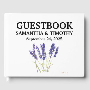 Lavender Elegant Watercolor Purple Floral Wedding Guest Book