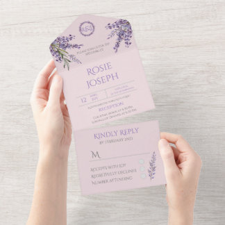 Lavender Elegant Wedding All In One Invitation