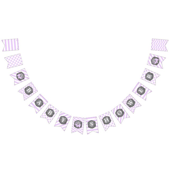 Lavender Elephant Girl Baby Shower Bunting (All)