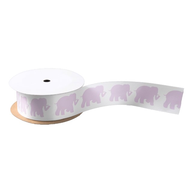 Lavender elephants ribbon satin ribbon (Spool)