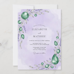 Lavender Emerald Jewel Eucalyptus Wedding Invitation