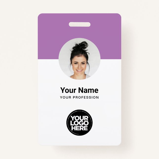 Lavender Employee Modern ID Card Minimalist QR ID Badge (Front)
