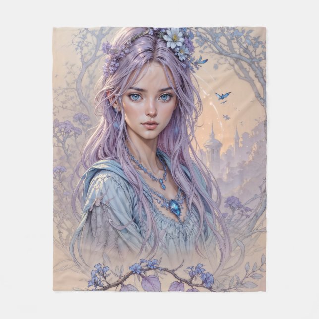 Lavender Enchantment Fleece Blanket (Front)