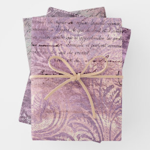 Lavender Ephemera Pattern Wrapping Paper Sheet