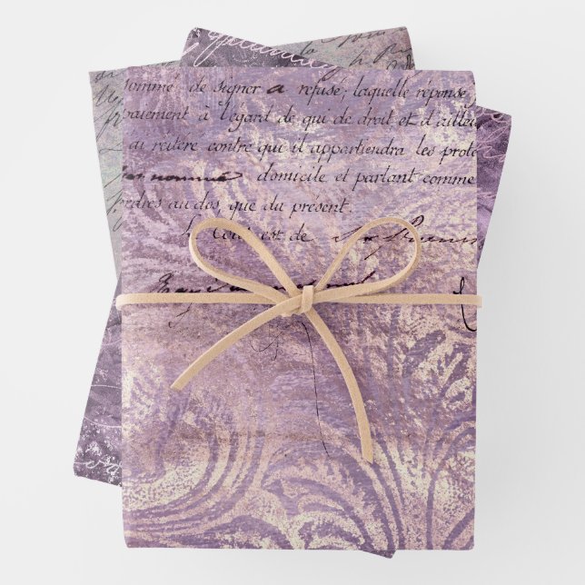 Lavender Ephemera Pattern Wrapping Paper Sheet (In situ)