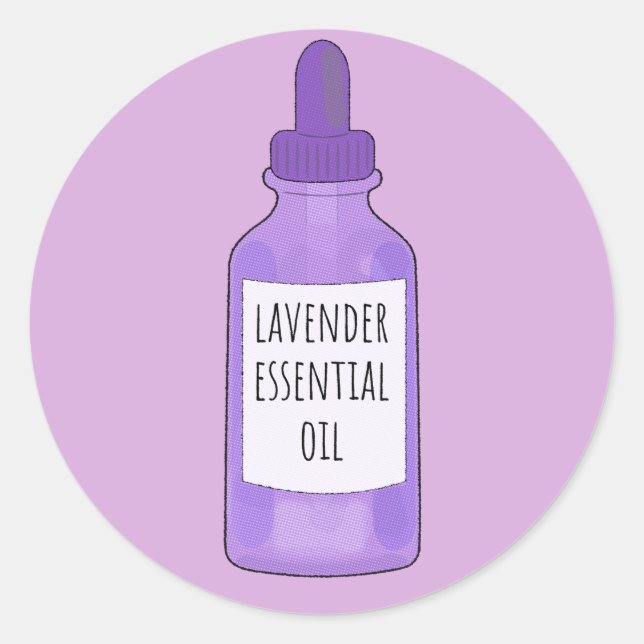 Lavender Essential Oil Bottle Drawing Classic Round Sticker (Front)
