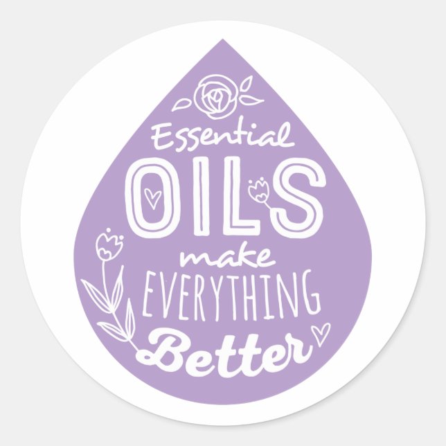 Lavender Essential Oil Drop Classic Round Sticker (Front)