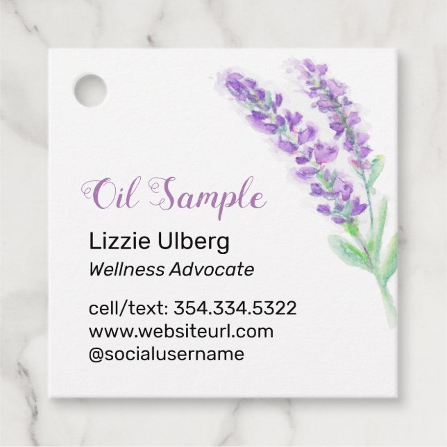 Lavender Essential Oil Sample Favour Tags (Front)