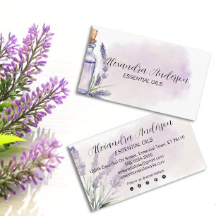 Lavender Essential Oils Purple Floral Watercolor  Business Card