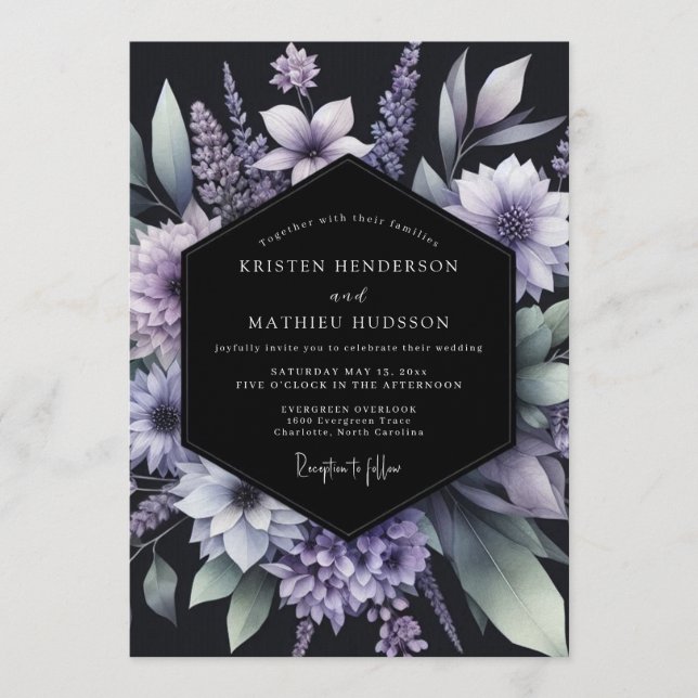 Lavender Ethereal Bloom Wedding Invitation (Front)