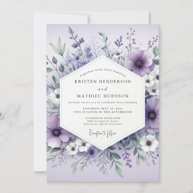 Lavender Ethereal Botanical Wedding Invitation (Front)