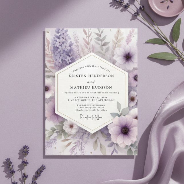 Lavender Ethereal Floral Wedding Invitation (Creator Uploaded)