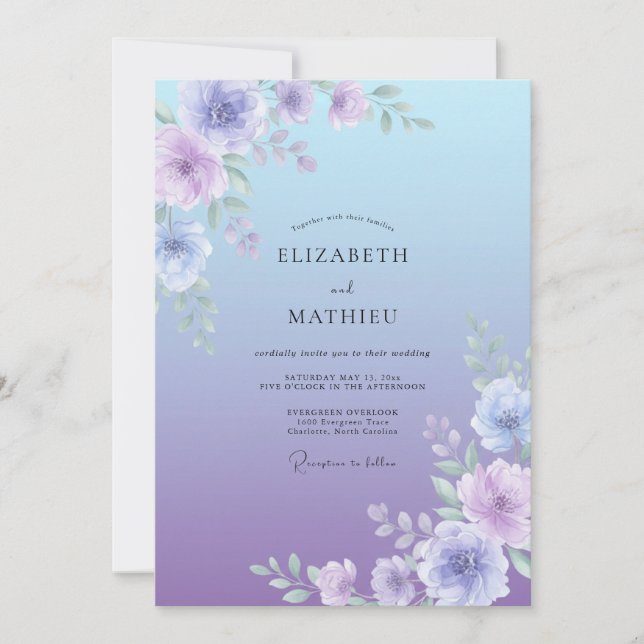 Lavender Ethereal Ombre Wedding Invitation (Front)