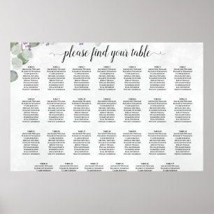 Lavender Eucalyptus 27 Table Wedding Seating Chart