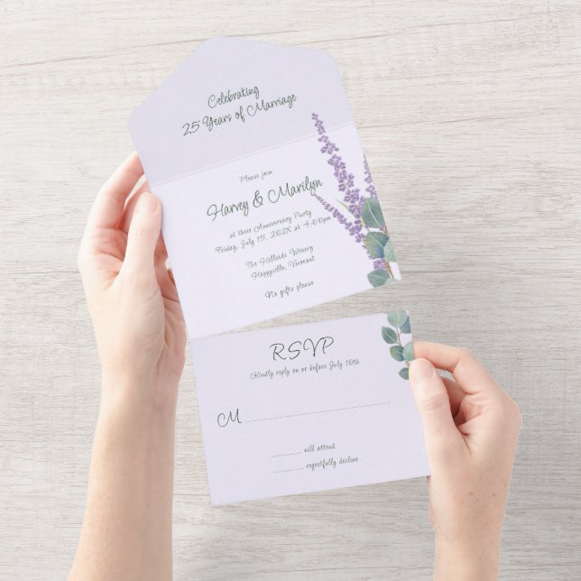 Lavender Eucalyptus Anniversary Party All In One Invitation (Tearaway)