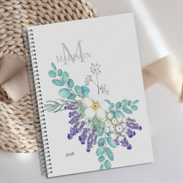 Lavender Eucalyptus Botanical Floral Monogram Planner (Creator Uploaded)