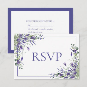 Lavender Eucalyptus Botanical Script Wedding RSVP Card
