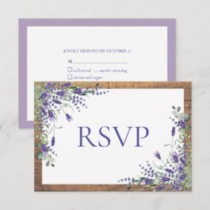 Lavender Eucalyptus Botanical Wood Wedding RSVP Card
