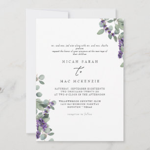Lavender Eucalyptus Both Sets of Parents Wedding Invitation