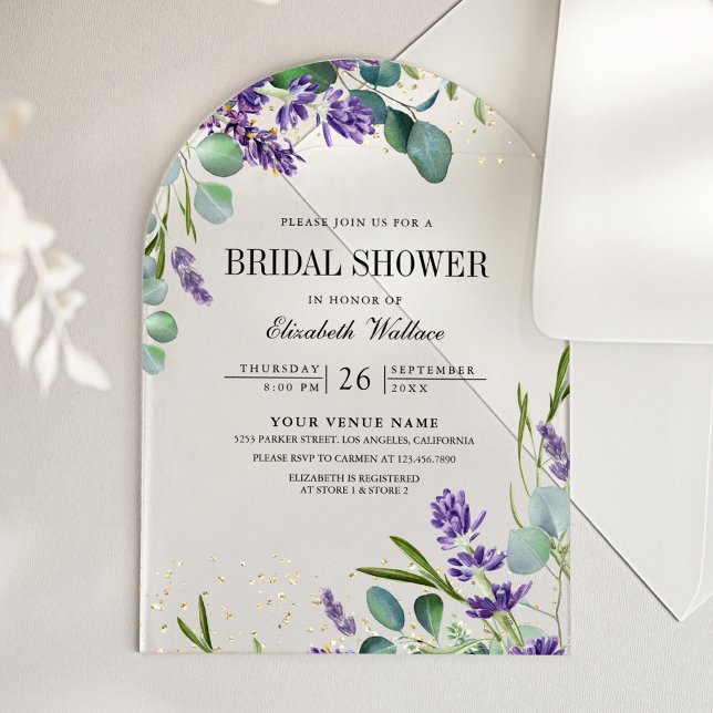 Lavender Eucalyptus Bridal Shower Acrylic Invitations (Creator Uploaded)