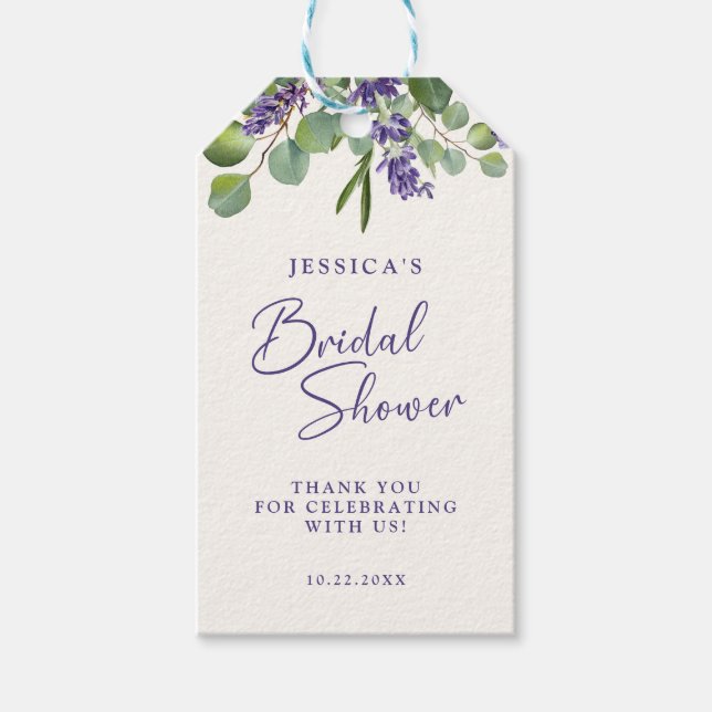 Lavender & Eucalyptus Bridal Shower Gift Tag (Front)
