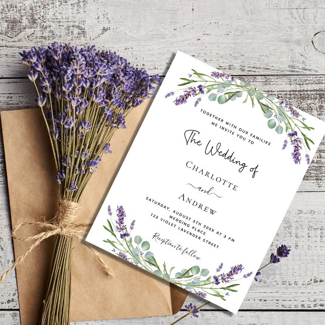 Lavender eucalyptus budget wedding invitation flyer (Creator Uploaded)