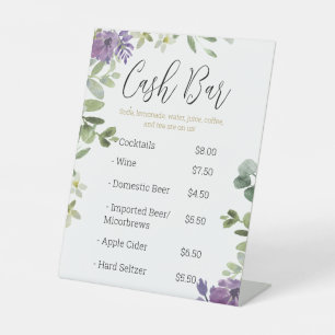 Lavender Eucalyptus Cash Bar Pedestal Sign