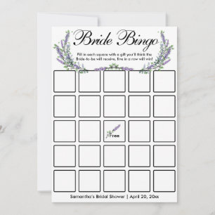 Lavender eucalyptus elegant Bridal bingo game card