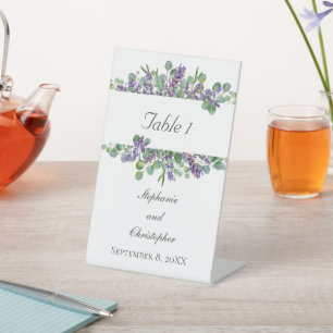 Lavender Eucalyptus Elegant Wedding Table Sign