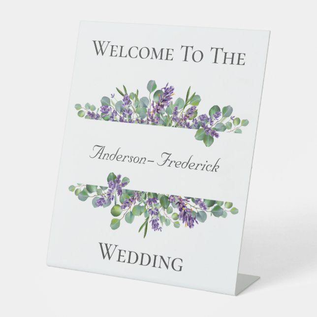 Lavender Eucalyptus Elegant Wedding Welcome Sign (Front)