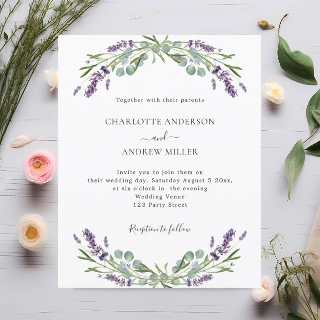 Lavender eucalyptus evening wedding invitation (Creator Uploaded)
