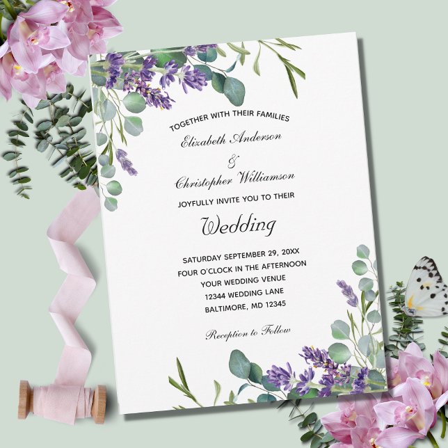 Lavender Eucalyptus Floral Botanical Wedding Invit Invitation (Creator Uploaded)