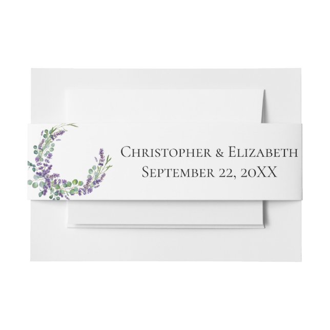 Lavender Eucalyptus Floral Botanical Wedding   Invitation Belly Band (Front Example)