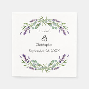 Lavender Eucalyptus Floral Botanical Wedding  Napkin